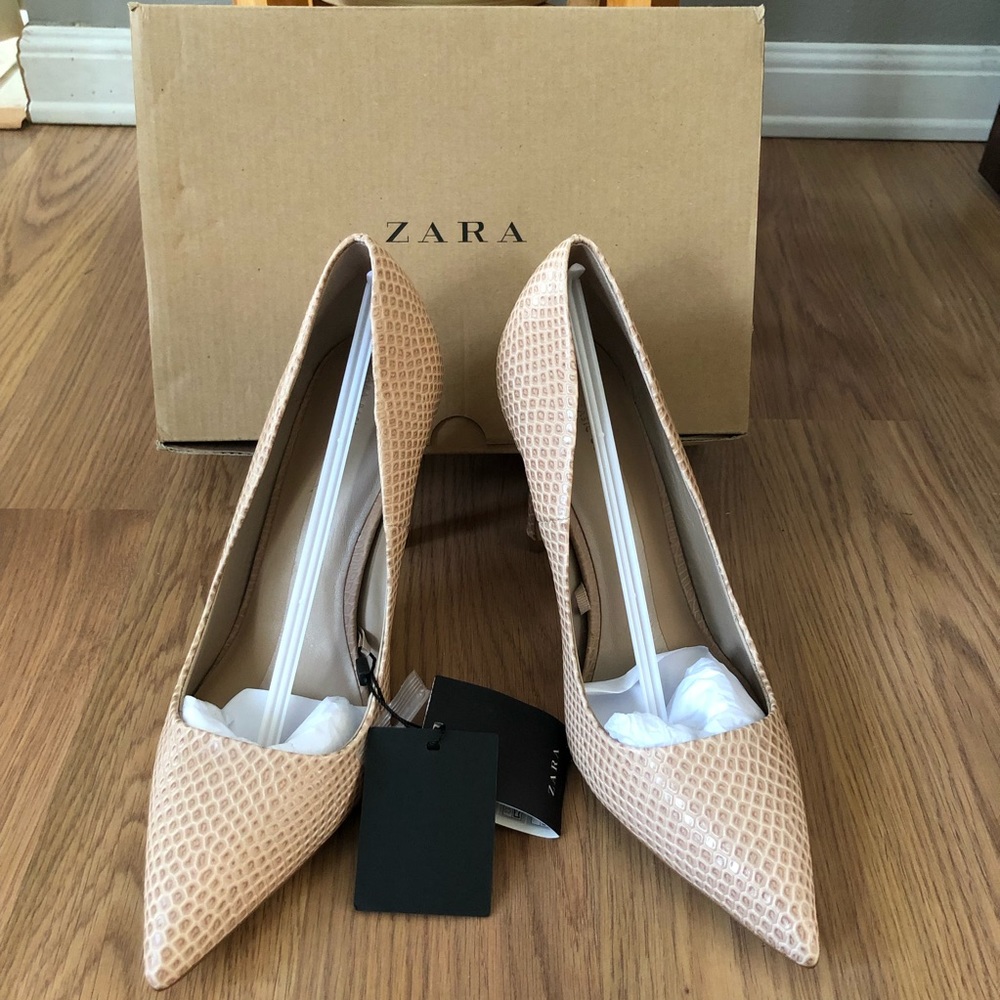 Zara heels leather with snake pattern